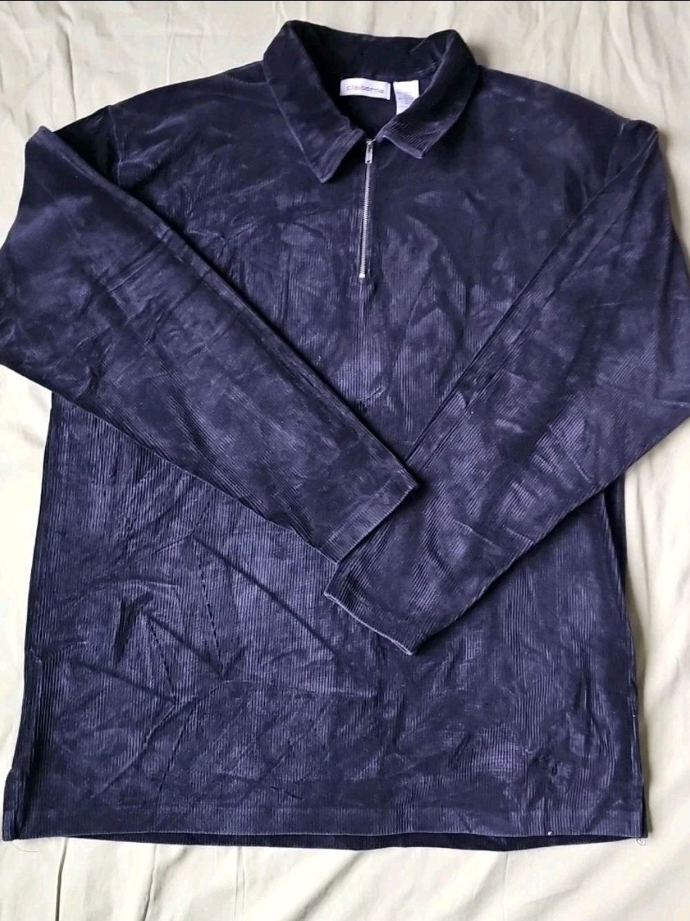 Claiborne Women's Navy Corduroy Quarter-Zip Pullover